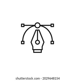Occupation and profession concept. High quality outline symbol for web design or mobile app.  Line icon of pen tool under long snaking lines
