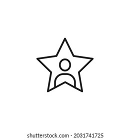 El concepto de ocupación y profesión. Símbolo de esquema de alta calidad para diseño web o aplicación móvil. Icono de línea de actor irreconocible dentro de una estrella 