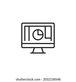 Occupation and profession concept. High quality outline symbol for web design or mobile app. Line icon of clock on screen of computer 