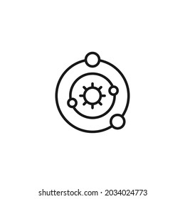 Occupation and profession concept. High quality outline symbol for web design or mobile app. Line icon of planets and satellites on orbits in Solar system 