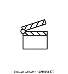 Occupation and profession concept. High quality outline symbol for web design or mobile app. Line icon of clapperboard or dumb slate for videoproduction and filmmaking 
