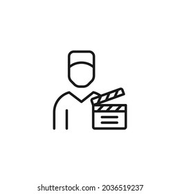 Occupation and profession concept. High quality outline symbol for web design or mobile app. Line icon of cinema