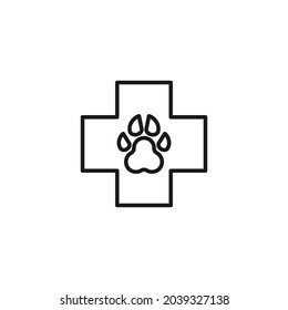 Occupation and profession concept. High quality outline symbol for web design or mobile app. Line icon of dog's paw on cross 