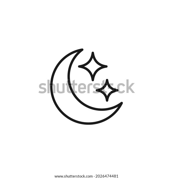 Occupation\
and profession concept. High quality outline symbol for web design\
or mobile app. Line icon of stars next to\
Moon