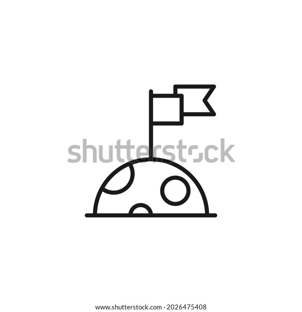 Occupation and profession concept. High quality outline\
symbol for web design or mobile app. Line icon of flags on surface\
of Moon 