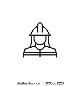 Ocupación y profesión del concepto de bombero. Ilustración moderna de gran calidad para banners y sitios web. Actrazo editable en estilo plano de moda. Icono de línea de bombero sin rostro con casco 

