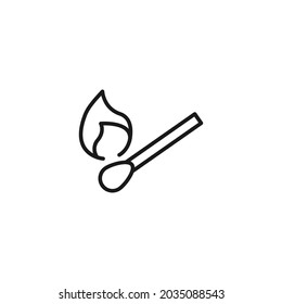 Occupation and profession of fireman concept. Modern outline high quality illustration for banners, flyers and web sites. Editable stroke in trendy flat style. Line icon of flaming matchstick 

