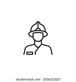 Occupation and profession of fireman concept. Modern outline high quality illustration for banners, flyers and web sites. Editable stroke in trendy flat style. Line icon a faceless fireman in helmet 
