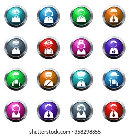 Occupation round glossy web icon set
