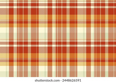 Ocupación de textura sin costuras tartán, repetir a cuadros de tela. Patrón de fondo de tela de Vector rayado en colores rojo y seda de maíz.