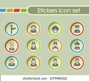 occupation simple vector icons on round stickers
