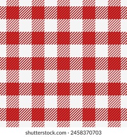 Occupation texture seamless background, hounds tooth check fabric textile. Kitchen tartan pattern plaid vector in red and white color.
