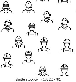Occupation Vector Seamless Pattern Thin Line Illustration