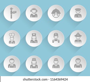 occupation web icons on light paper circles