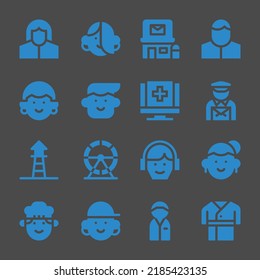 occupation web icons. Pharmacist and Avatar, Pharmacist and Postman symbol, vector signs