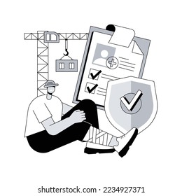 Occupational accident insurance abstract concept vector illustration. Occupational insurance coverage, industrial accident, broken leg, employee health, worker injury, builder abstract metaphor.