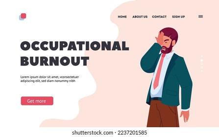 Occupational Burnout Landing Page Template. Adult Man Shocked or Confused Emotion. Astonished Male Character Stunned or Shock Expression. Person Unpleasant Surprise. Cartoon People Vector Illustration