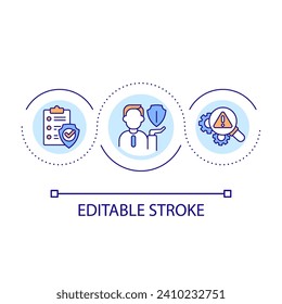 Occupational health and safety officer loop concept icon. Reduce accidents at work. Job hazard analysis abstract idea thin line illustration. Isolated outline drawing. Editable stroke. Arial font used