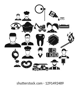 Occupational icons set. Simple set of 25 occupational vector icons for web isolated on white background