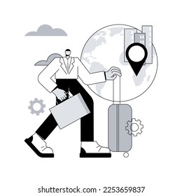 Occupational migration abstract concept vector illustration. Application form, work and travel, crowd of refugees, child migrant workers, foreign citizens, people arriving abstract metaphor.