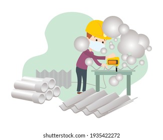 Occupational Related Diseases by Asbestos. vector illustration isolated cartoon