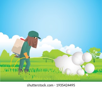 Occupational Related Diseases by herbicide. vector illustration isolated cartoon