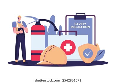 Occupational Safety and Health Administration. Work Safety Regulations flat illustration