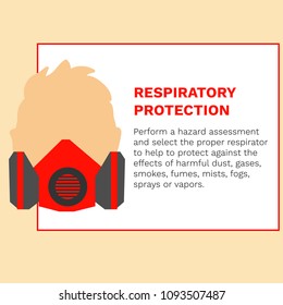 Occupational Safety and Health vector icons and signs set. Protective helmet goggles, footwear, and respirator from radiation, chemical, and bio dangerous.