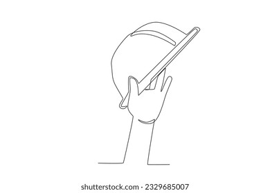 An occupational safety helmet. Labor Day one-line drawing
