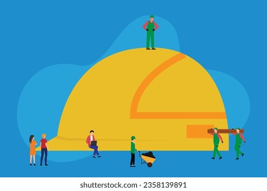 Occupational Safety, HSE - Health Safety Environment 2d vector illustration concept for banner, website, landing page, flyer, etc