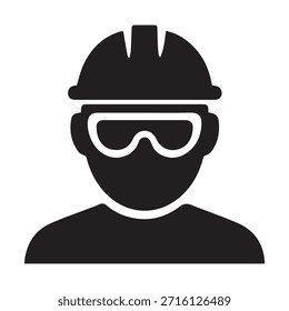 Occupational Safety Icon with Hard Hat and Goggles for PPE Awareness in Industrial Settings - High Quality Vectorial Stock Image