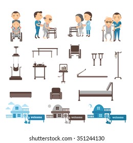 Occupational therapy, physiotherapy equipment vector illustration