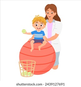 Occupational therapy sensory play treatment for screening development of kids. Concept for pediatric clinic, pediatrician and learning in children. Vector illustration isolated on white background.