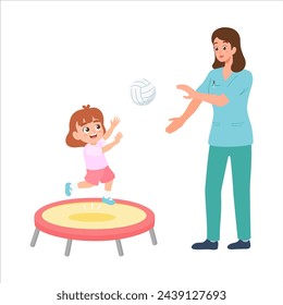 Occupational therapy sensory play treatment for screening development of kids. Concept for pediatric clinic, pediatrician and learning in children. Vector illustration isolated on white background.