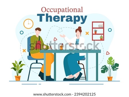 Occupational Therapy Vector Illustration with Treatment Session on Screening Development of Person and Medical Rehabilitation in Healthcare Background