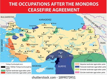 the occupations after the mondros ceasefire agreement turkish history map