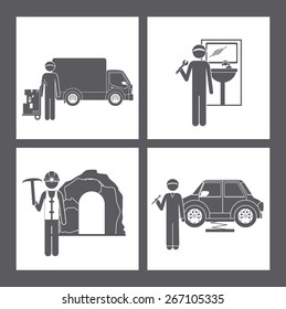 Occupations design over grey background, vector illustration