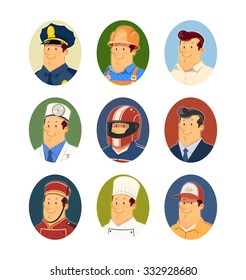 Occupations. Set of vector icons vector illustration. Isolated on white background. Transparent objects used for lights and shadows drawing.