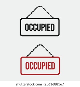 Occupied Flat Signboard Frame Banner Billboard Hanging on Chain Icon Set vector