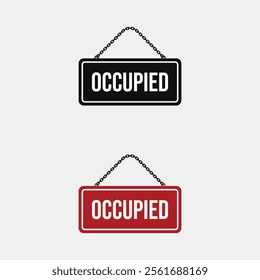 Occupied Flat Signboard Frame Banner Billboard Hanging on Chain Icon Set vector