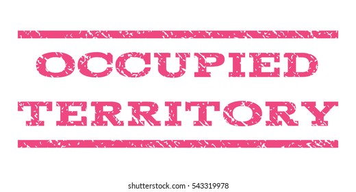 Occupied Territory watermark stamp. Text tag between horizontal parallel lines with grunge design style. Rubber seal stamp with scratched texture. Vector pink color ink imprint on a white background.