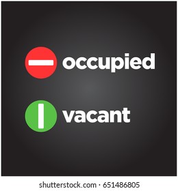 Occupied And Vacant Sign Flat Style Modern Design