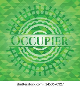 Occupier green mosaic emblem. Vector Illustration. Detailed.