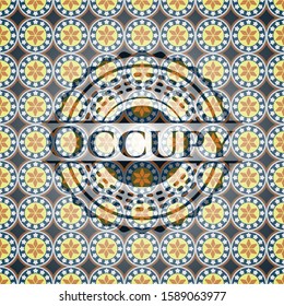 Occupy arabic style emblem. Arabesque decoration.