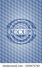 Occupy blue hexagon emblem. Vector Illustration. Detailed.