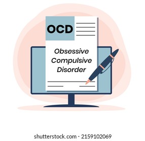 OCD - Obsessive Compulsive Disorder acronym, medical concept background. vector illustration concept with keywords and icons. lettering illustration with icons for web banner, flyer, landing page
