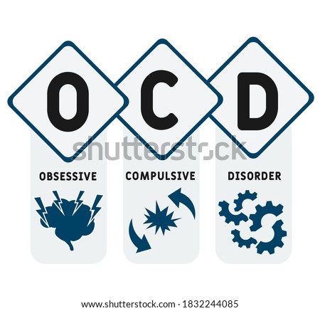 OCD - Obsessive Compulsive Disorder acronym, medical concept background. vector illustration concept with keywords and icons. lettering illustration with icons for web banner, flyer, landing page