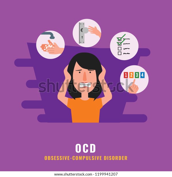 OCD. Obsessive compulsive disorder. Mental\
health illustration