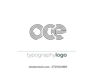 OCE modern geometric typography logo. Modern and stylish composition featuring a monochromatic typography logo illustration designed with intricate lines.