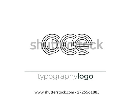 OCE modern geometric typography logo. Modern and stylish composition featuring a monochromatic typography logo illustration designed with intricate lines.